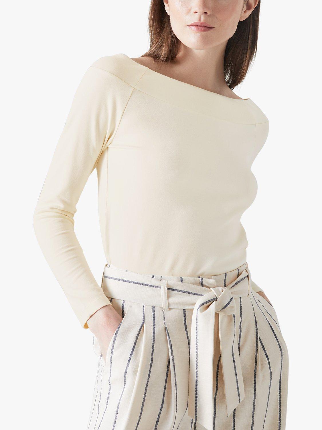 L.K.Bennett Eden Bardot Jersey Top, Cream