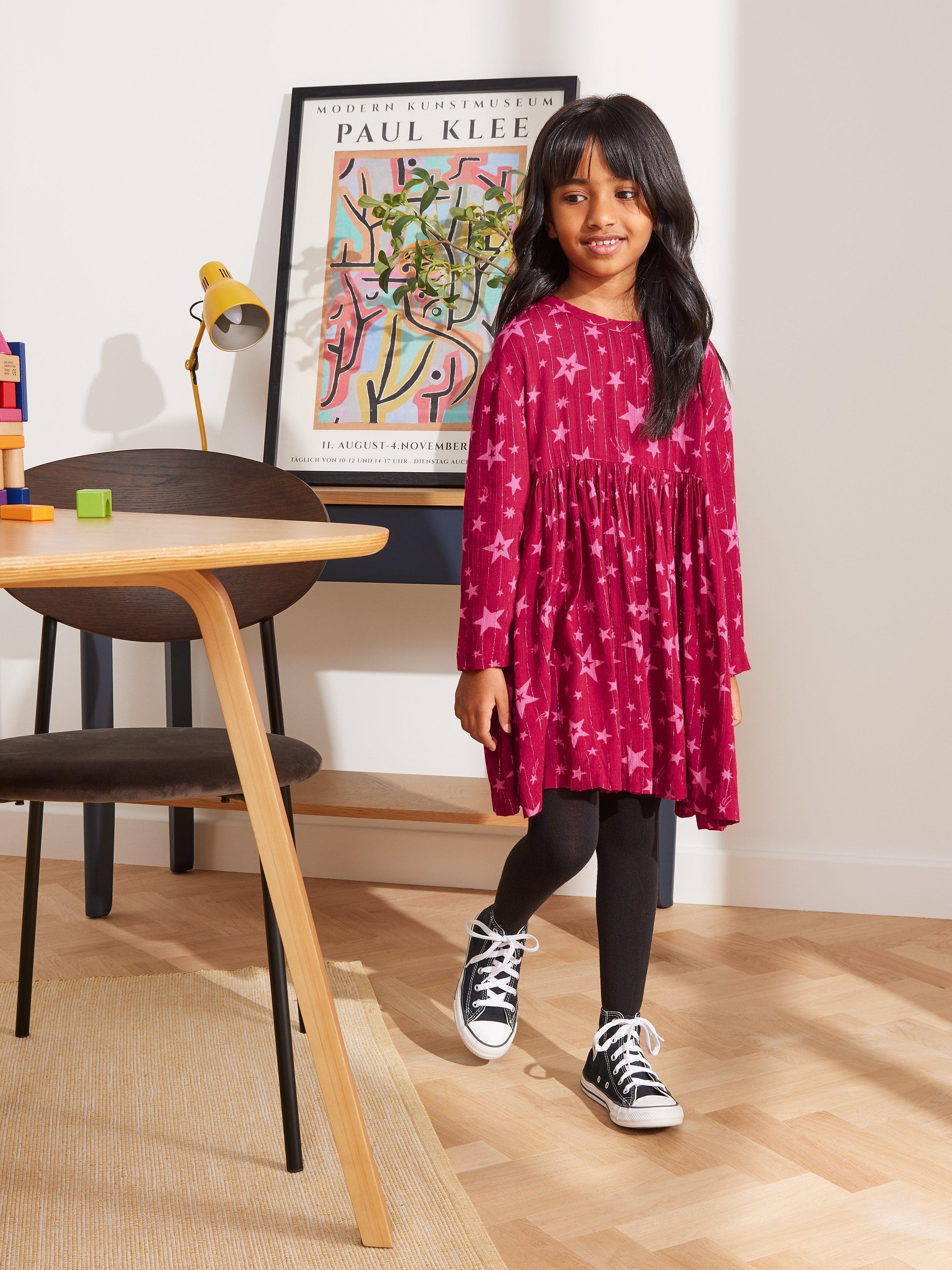 John Lewis ANYDAY Shooting Stars Metallic Stripe Dress, Pink