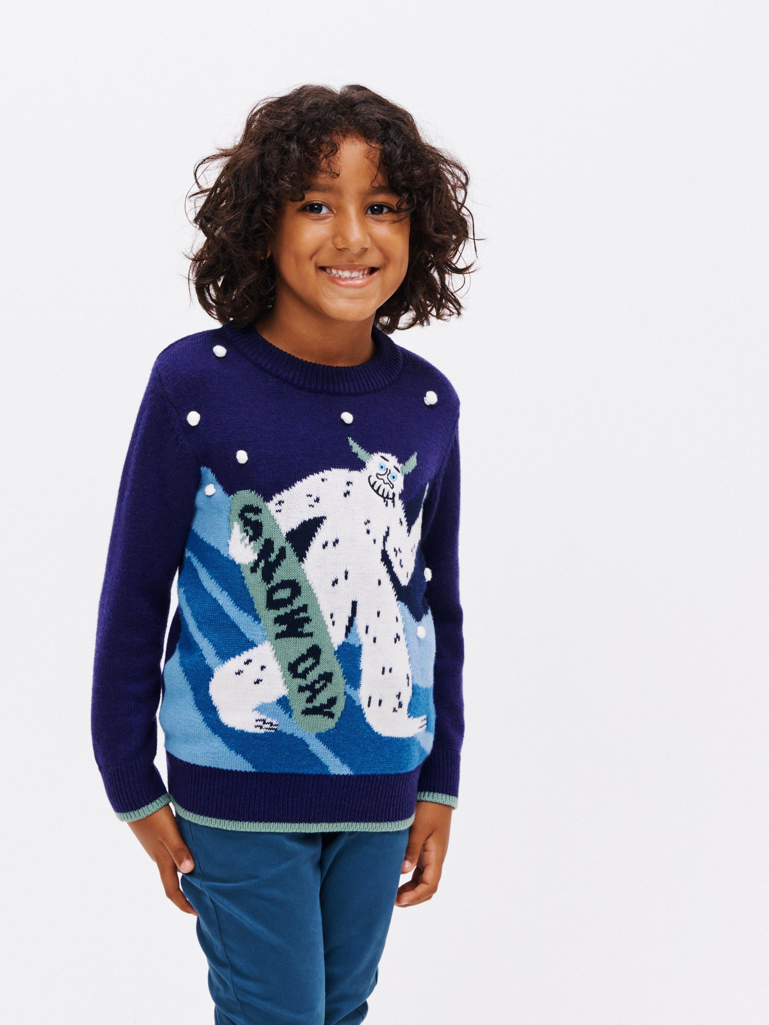 John Lewis Kids' Yeti Snow Day Jumper, Navy