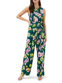 Phase Eight Effie Floral Jumpsuit, Teal/Multi, Teal/Multi