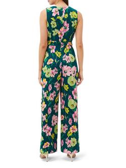 Phase Eight Effie Floral Jumpsuit, Teal/Multi - view 2, Teal/Multi