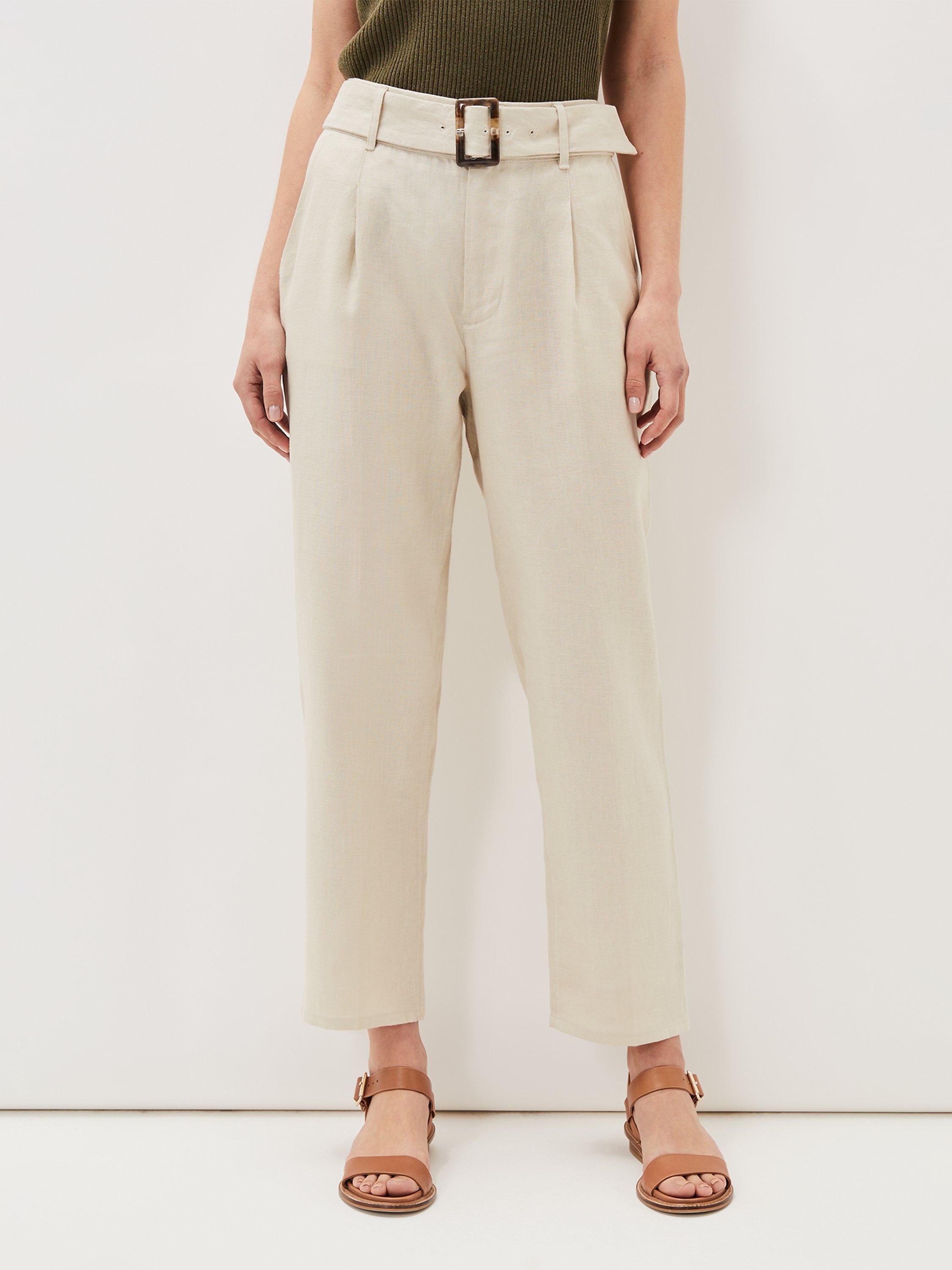 Phase Eight Hazel Linen Trousers, Stone