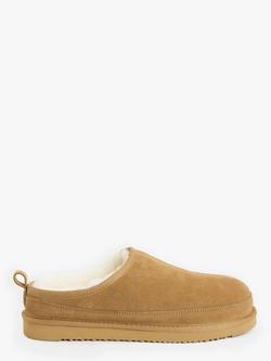 John Lewis Sheepskin Clog Suede Slippers, Chestnut