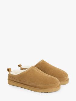 John Lewis Sheepskin Clog Suede Slippers - view 2, Chestnut