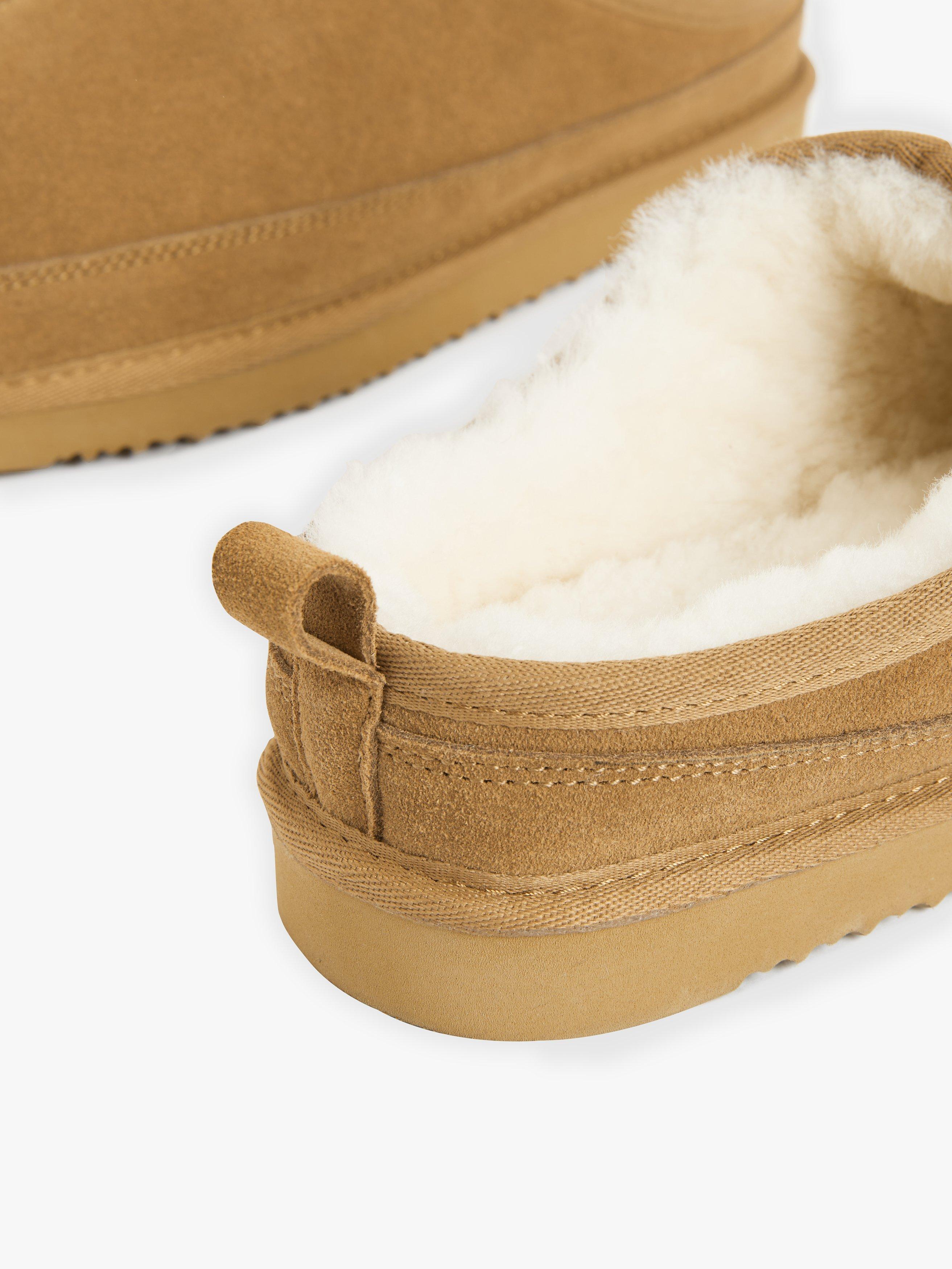 John Lewis Sheepskin Clog Suede Slippers Chestnut