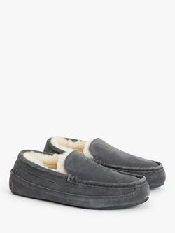 John Lewis Sheepskin Moccasin Suede Slippers - view 2, Grey