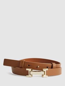 Reiss Hayley Skinny Leather Belt, Tan