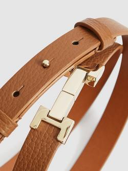 Reiss Hayley Skinny Leather Belt - view 2, Tan