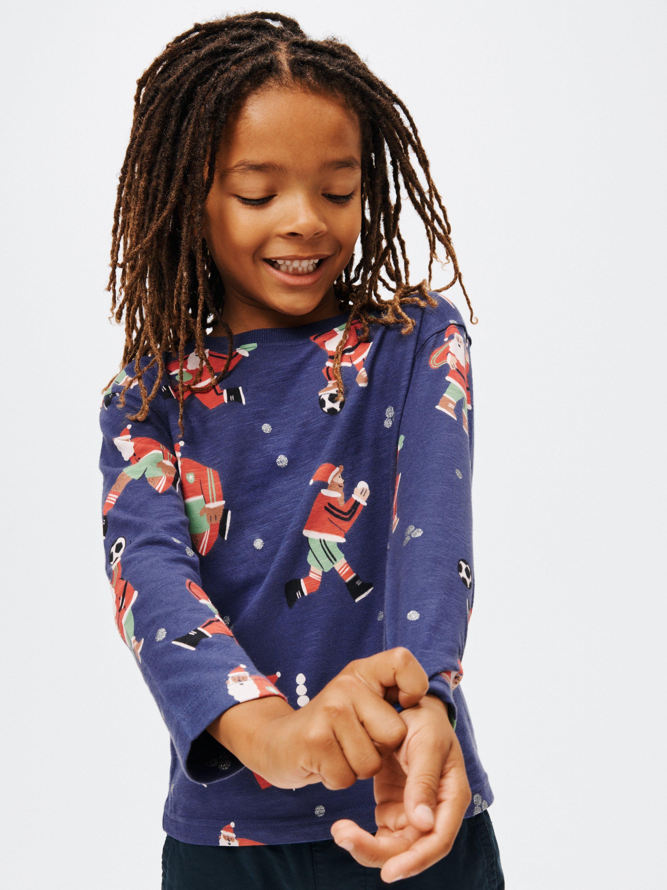 John Lewis Kids' Football Santa Long Sleeve Jersey Top, Blue