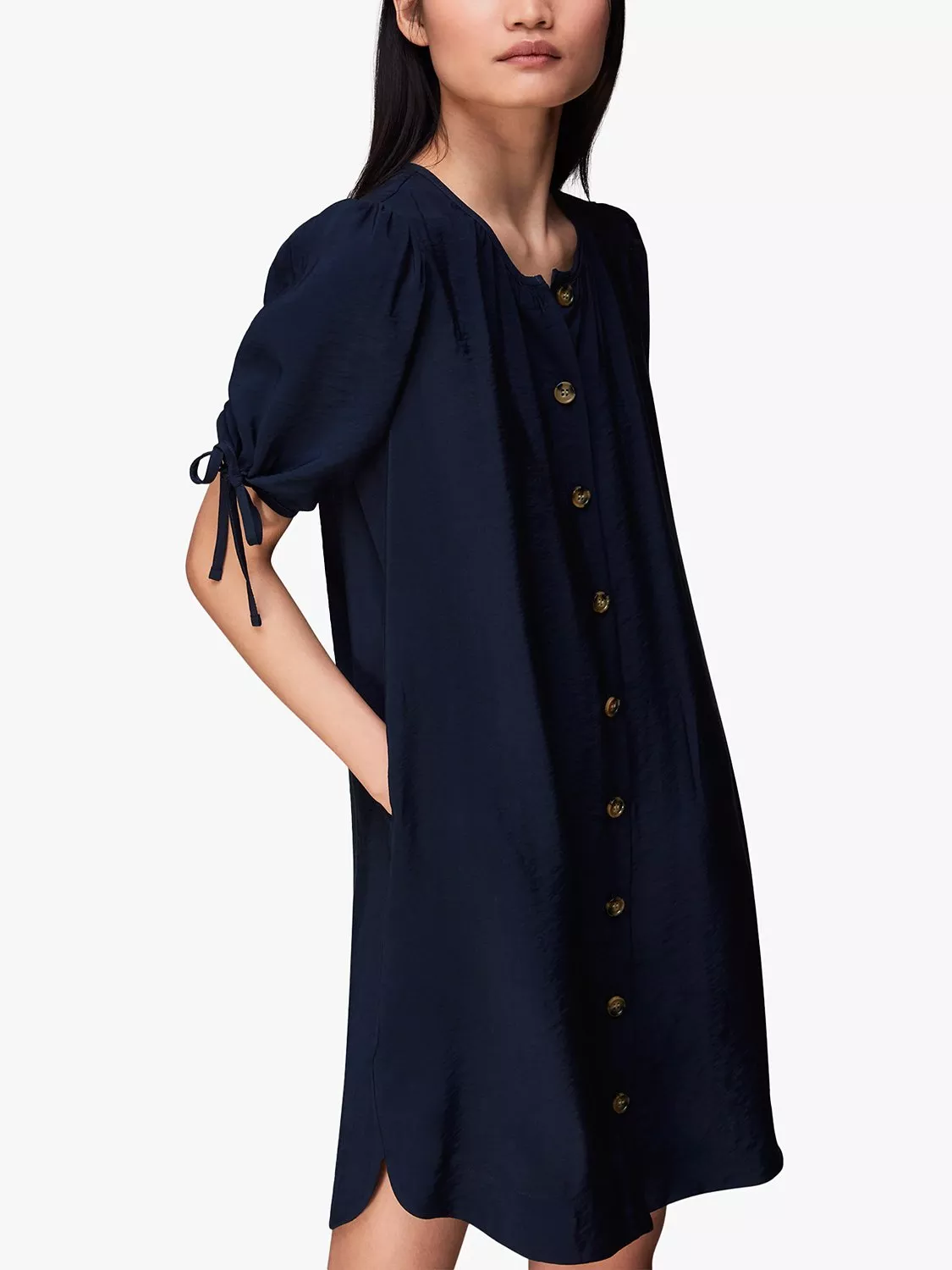 Whistles Frankie Button Through Puff Sleeve Dress