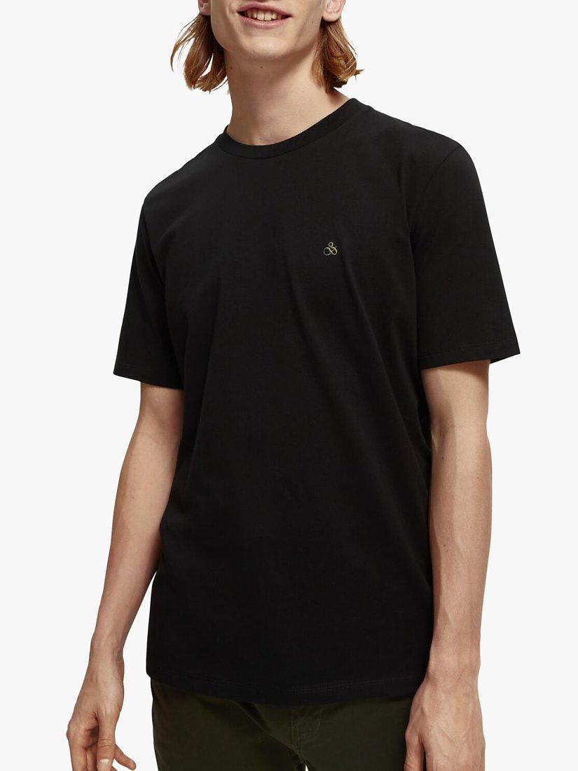 Product image 1 of 7, which shows Scotch & Soda Crew Neck Organic Cotton T-Shirt, 0008 - Black, XXL