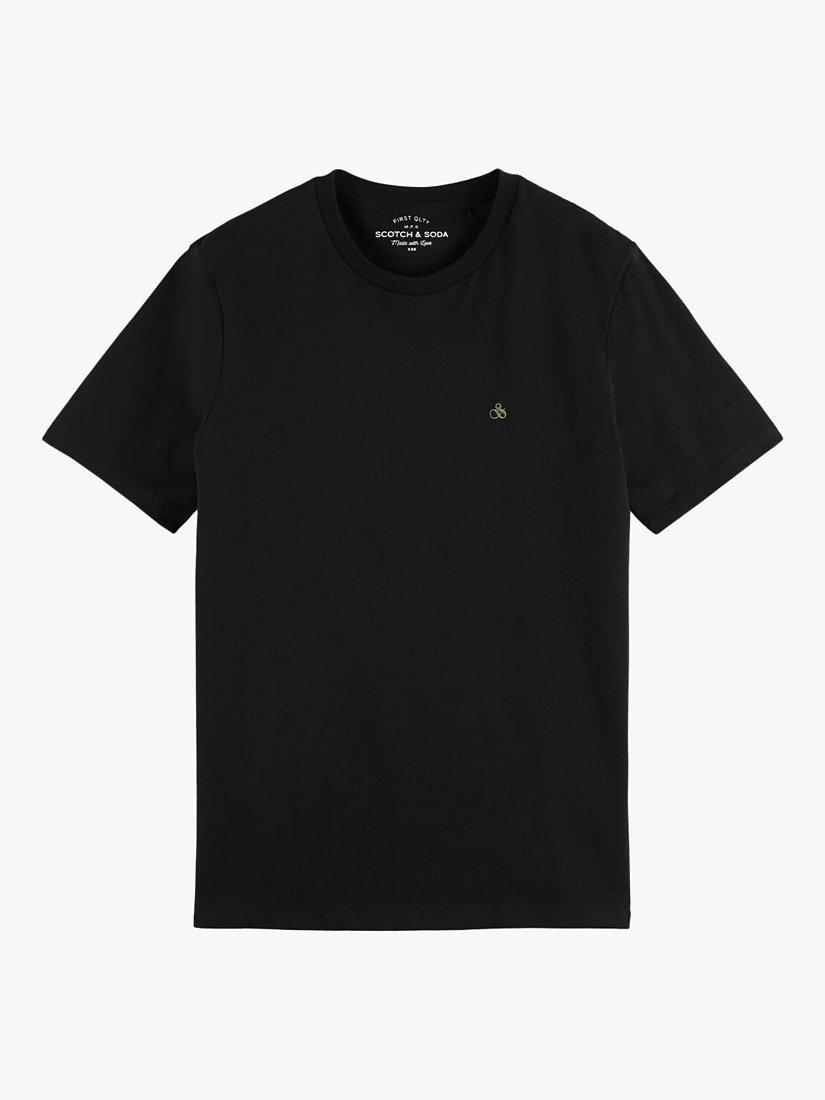 Product image 4 of 7, which shows Scotch & Soda Crew Neck Organic Cotton T-Shirt, 0008 - Black, XXL