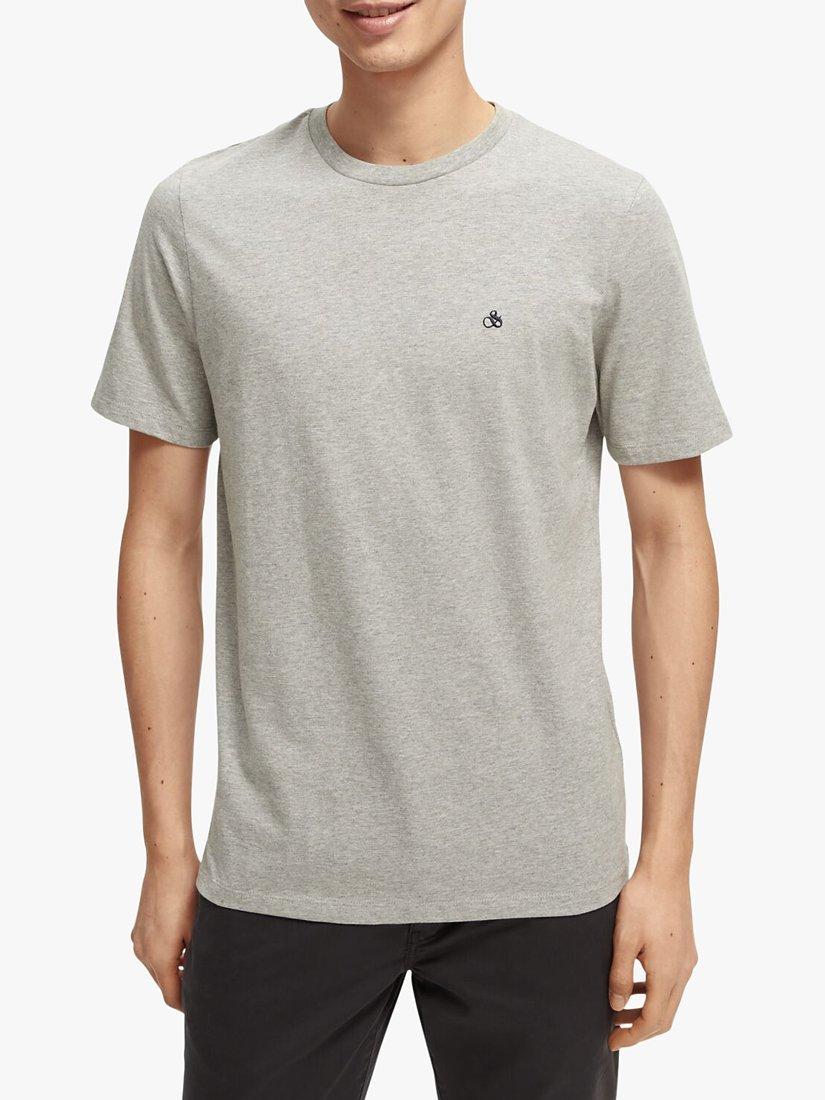 Product image 1 of 6, which shows Scotch & Soda Crew Neck Organic Cotton T-Shirt, 0606 - Grey Melange, S