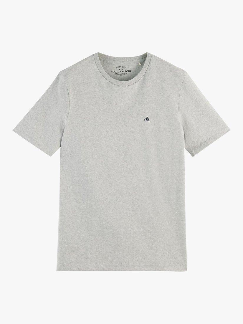 Product image 4 of 6, which shows Scotch & Soda Crew Neck Organic Cotton T-Shirt, 0606 - Grey Melange, S