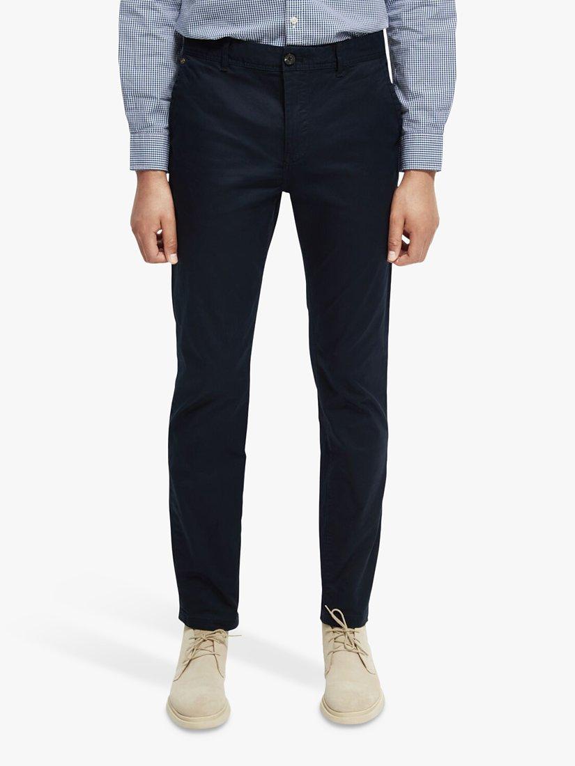 Product image 1 of 7, which shows Scotch & Soda Stuart Organic Cotton Blend Chinos, 0002 - Night, W29/L30