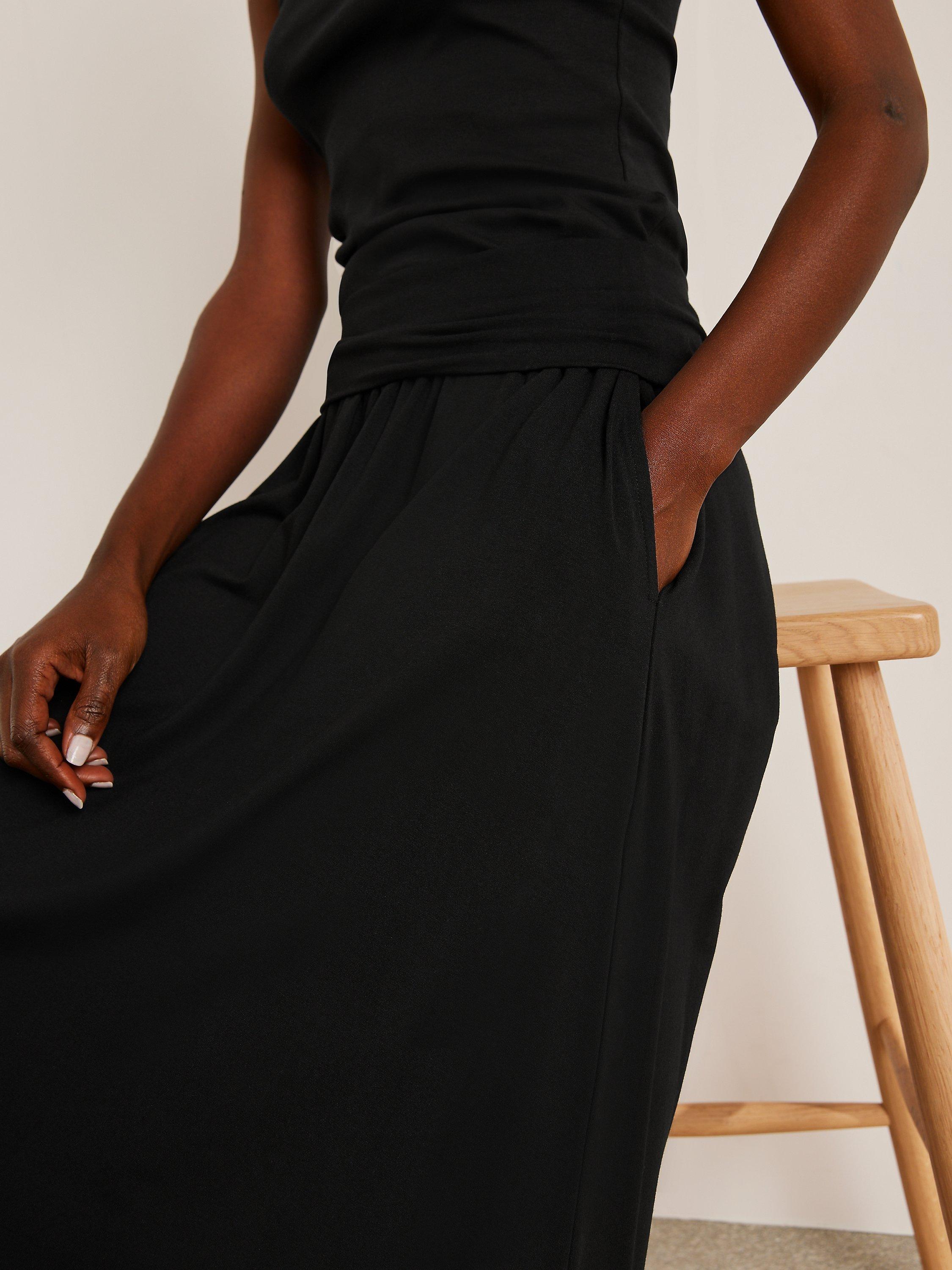 John Lewis Plain Knee Length Jersey Skirt Black