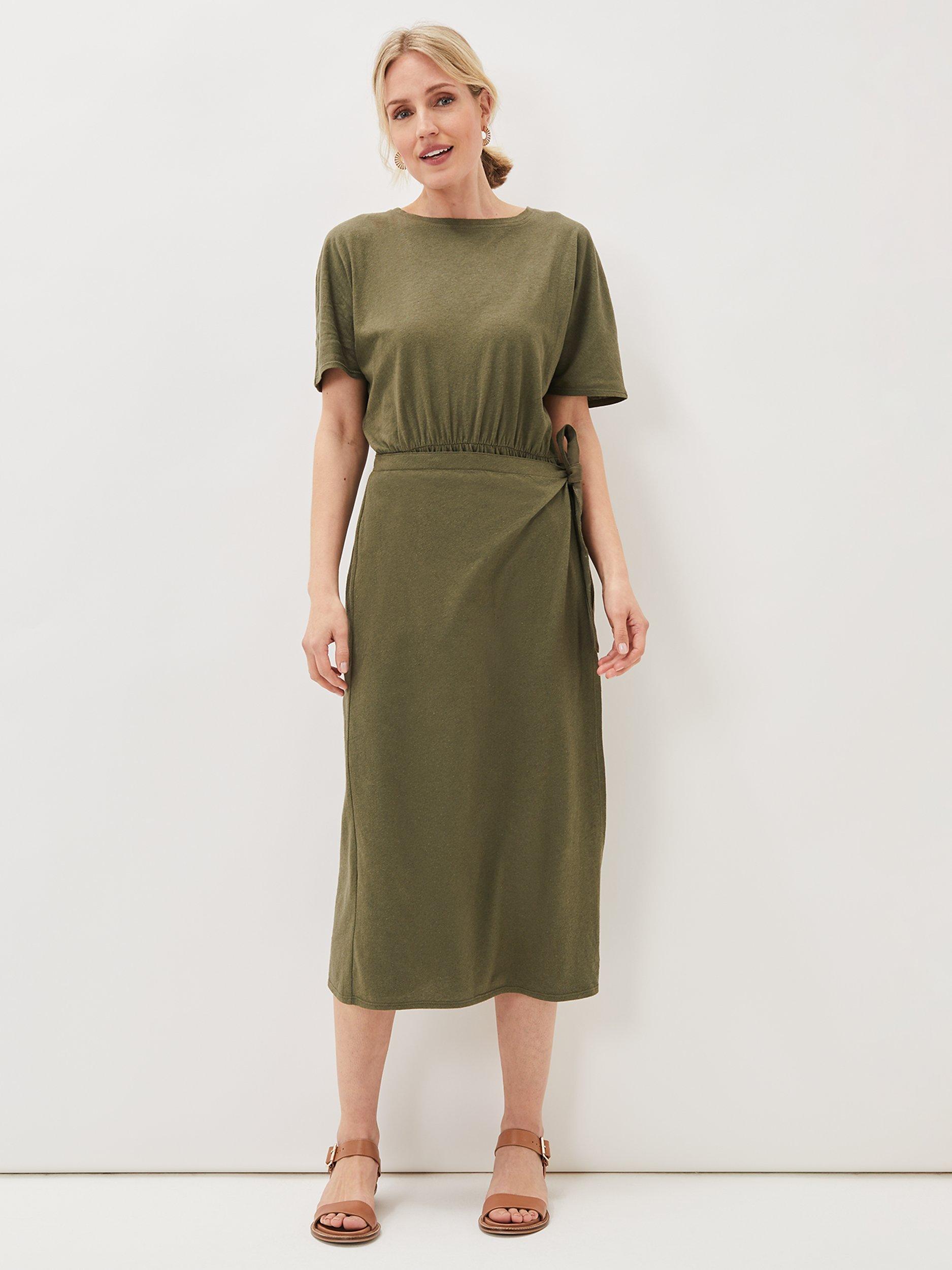 Phase Eight Emmalyn Tie Waist Linen Blend Midi Dress