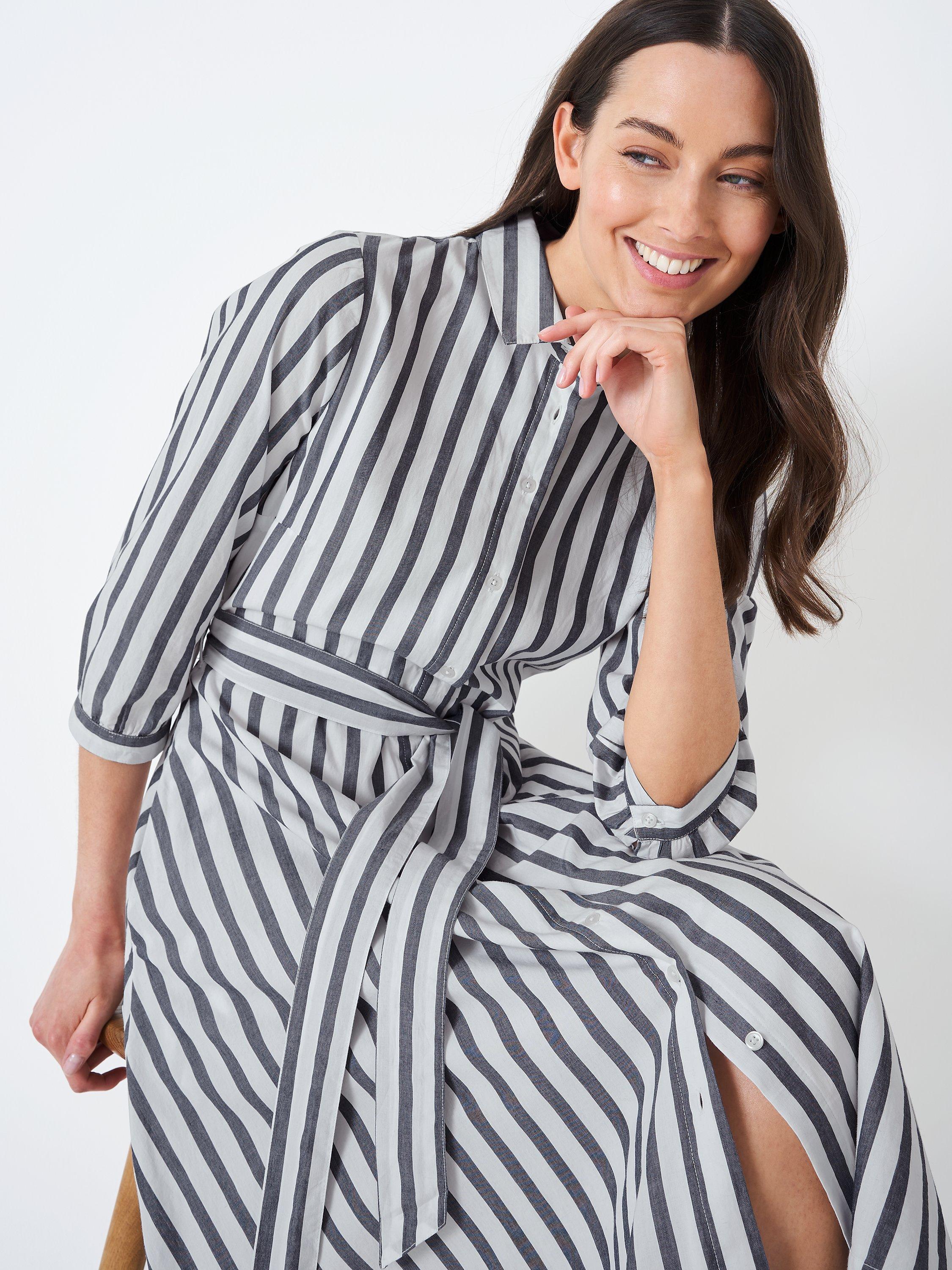 Crew Clothing Harmony Striped Shirt Dress, White