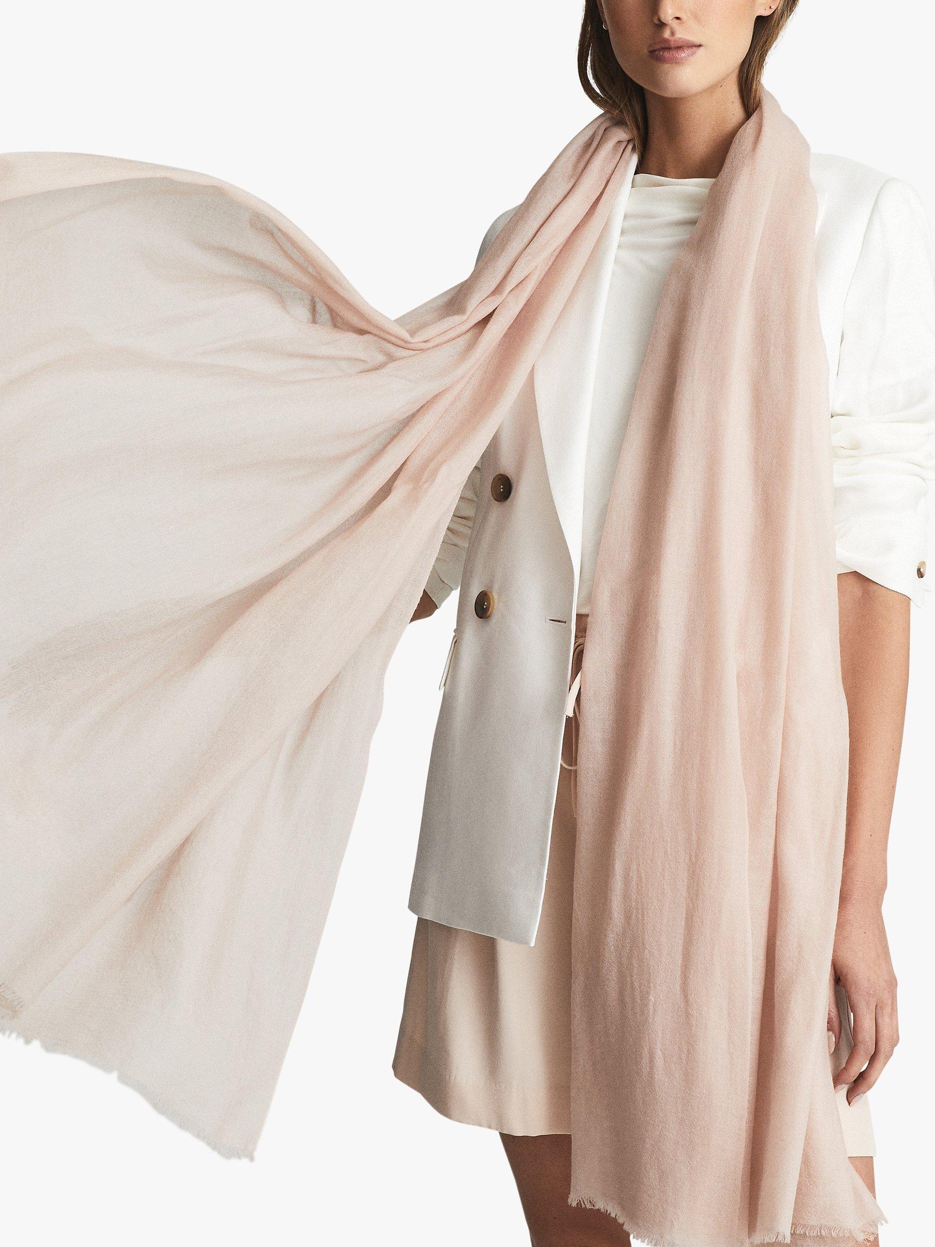 Product image 3 of 4, which shows Reiss Heidi Wool and Cashmere Scarf, Blush, One Size