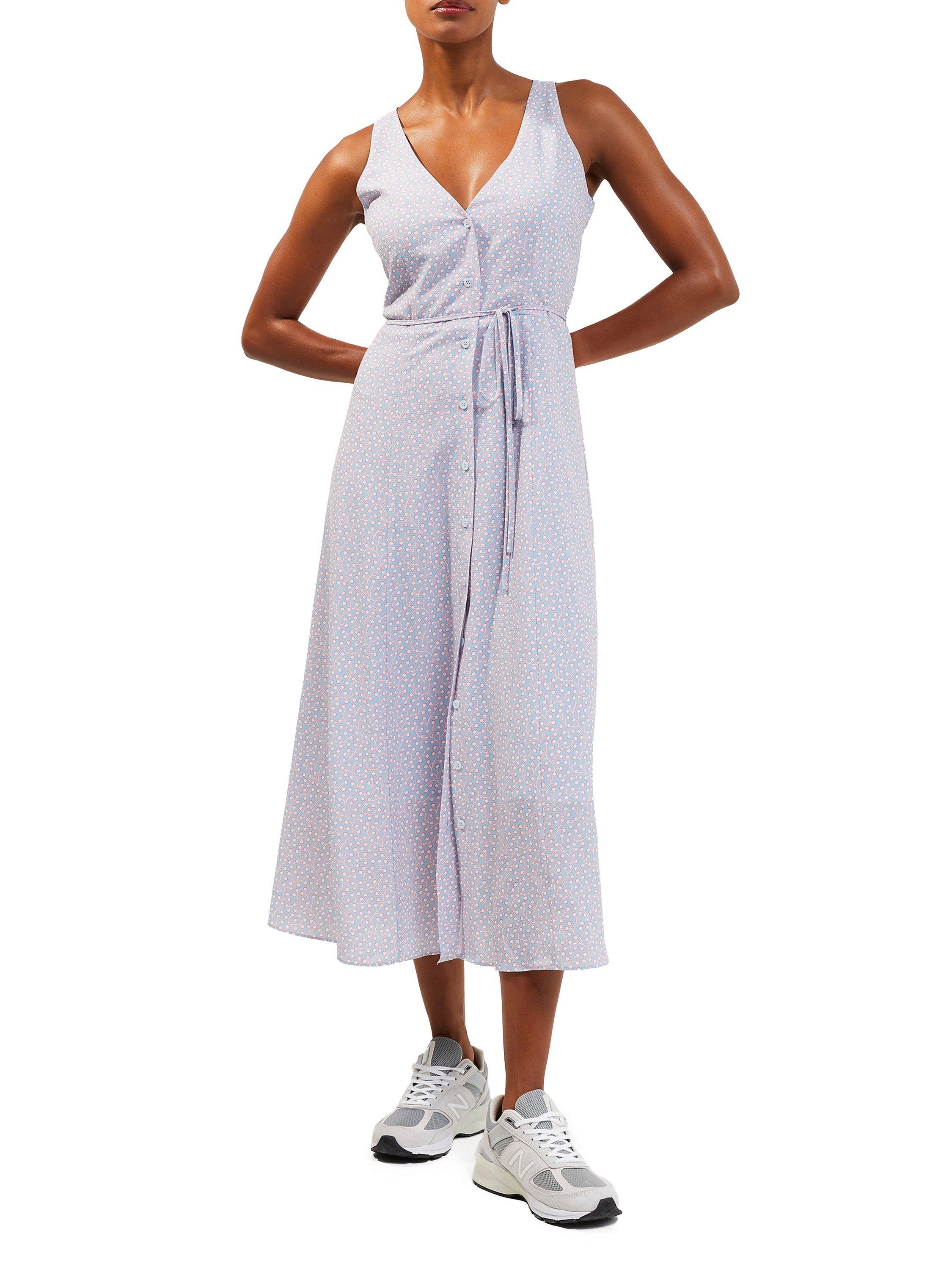 French Connection Elao Verona Floral Draped Midi Dress, Forget Me Not