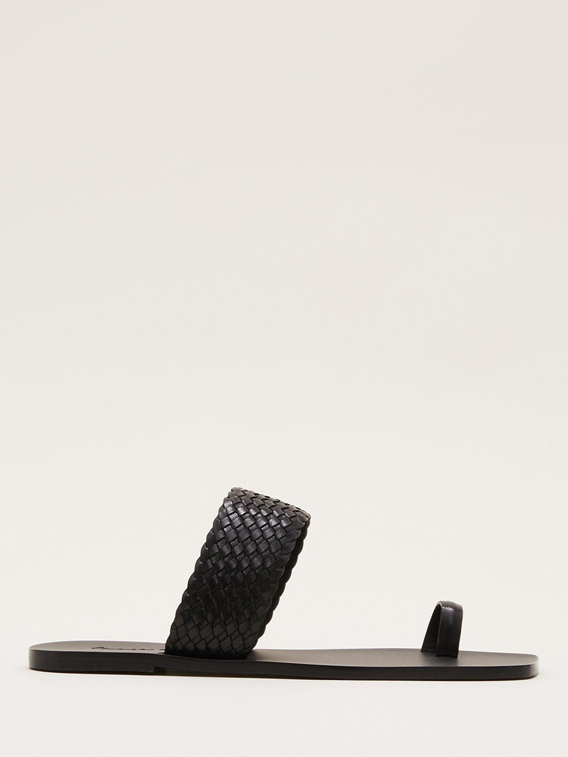 Phase Eight Leather Toe Post Sandals, Black