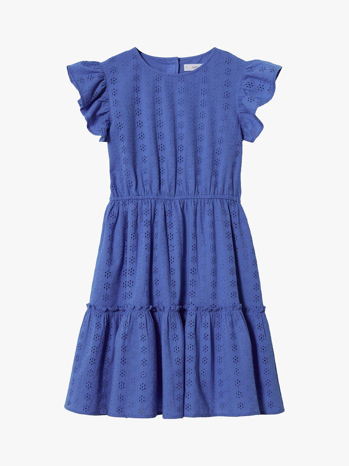 Mango Kids' Castello Tiered Dress, Blue