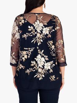 chesca Embroidered Sequin Jacket, Navy - view 2, Navy