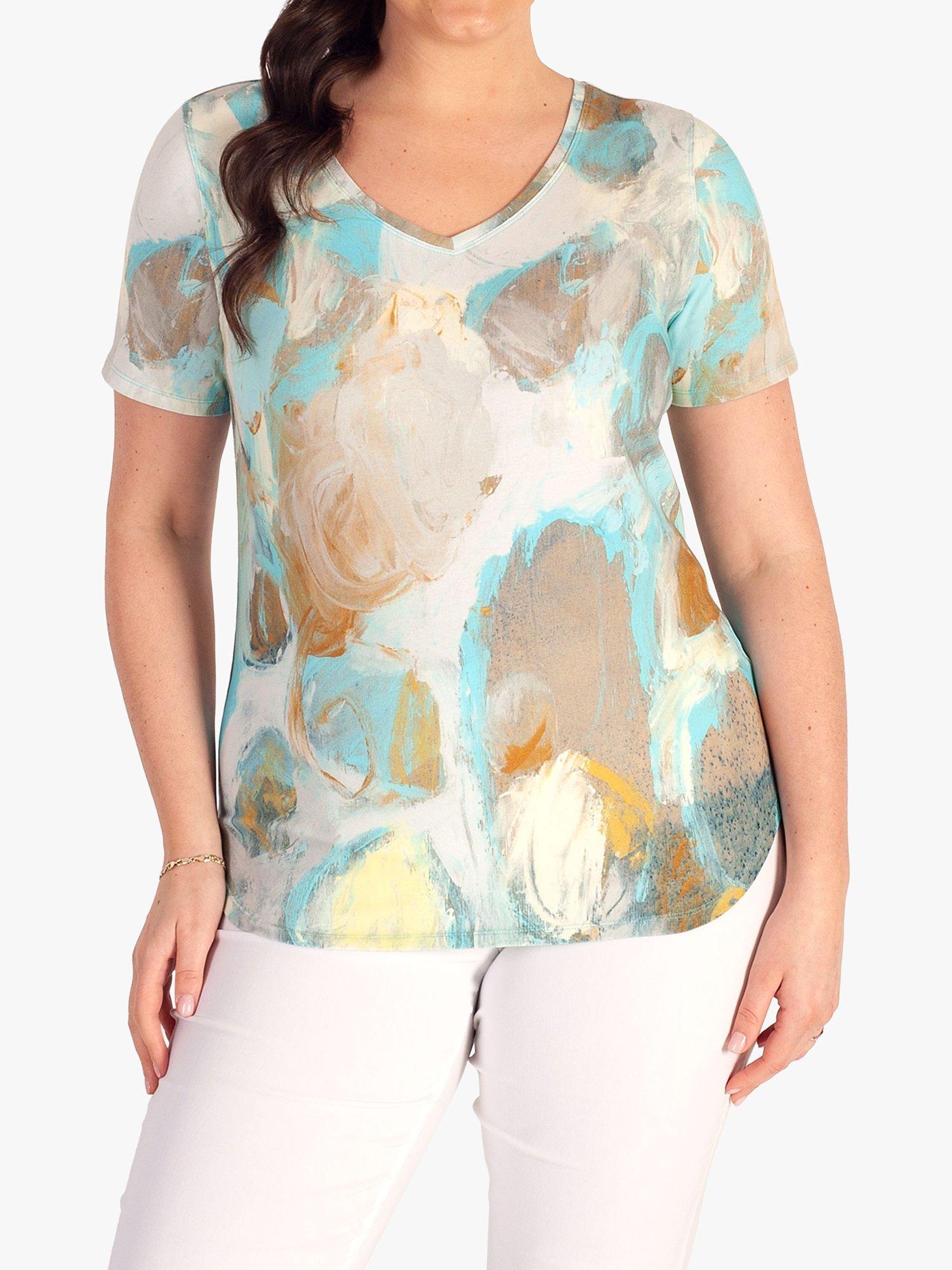 chesca Abstract Bubble Top, Pale Blue/Mustard