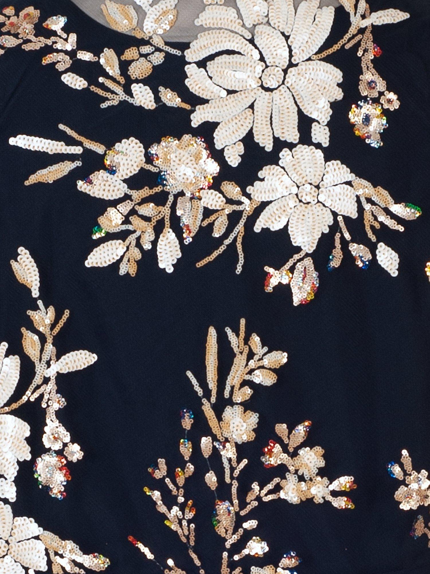 Product image 6 of 6, which shows chesca Embroidered Sequin Midi Dress, Navy, 14