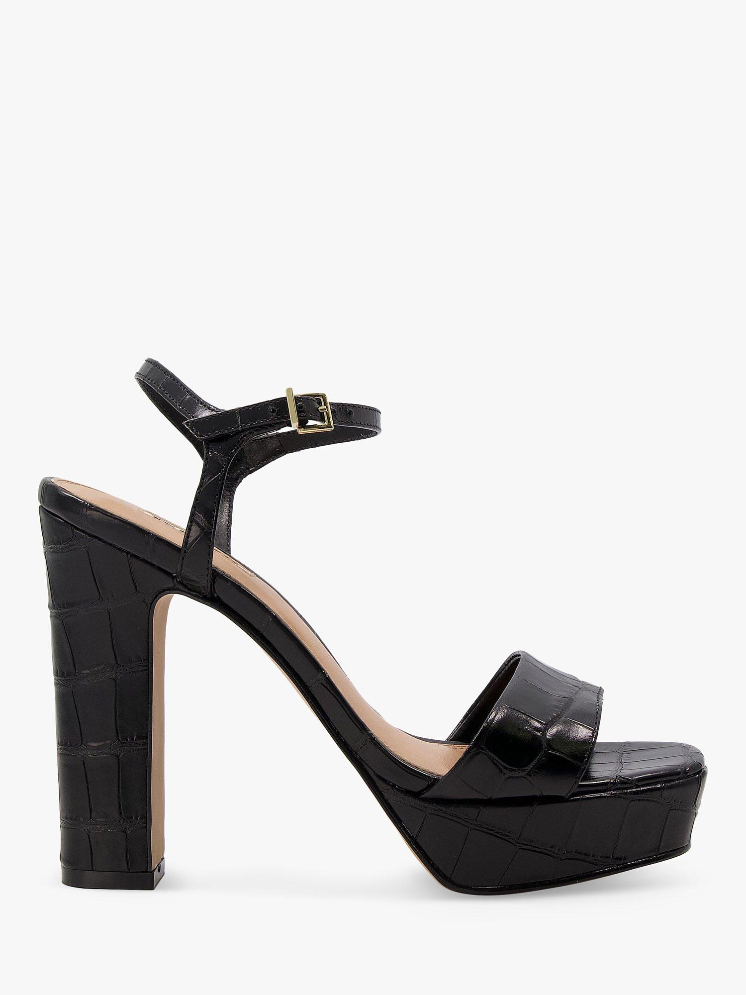 Dune Matche Leather Croc Platform Sandals