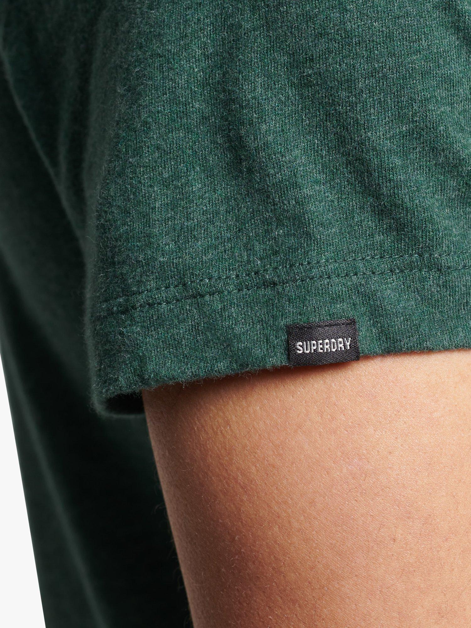Product image 4 of 4, which shows Superdry Organic Cotton Micro Embroidered T-Shirt, Buck Green Marl, M