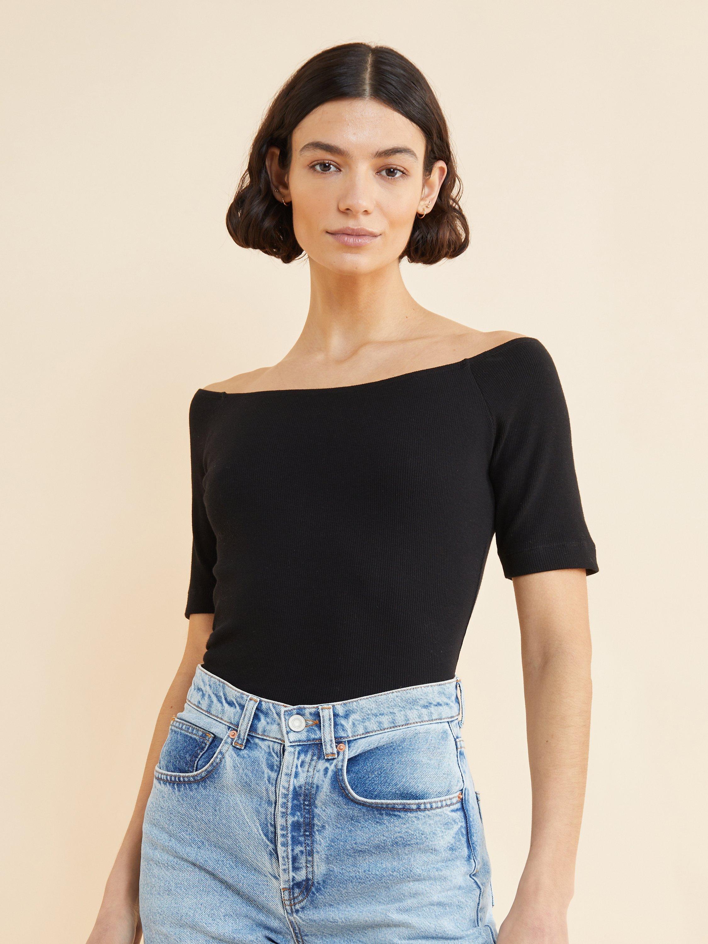 Product image 1 of 5, which shows Albaray Bardot Top, Black, 8