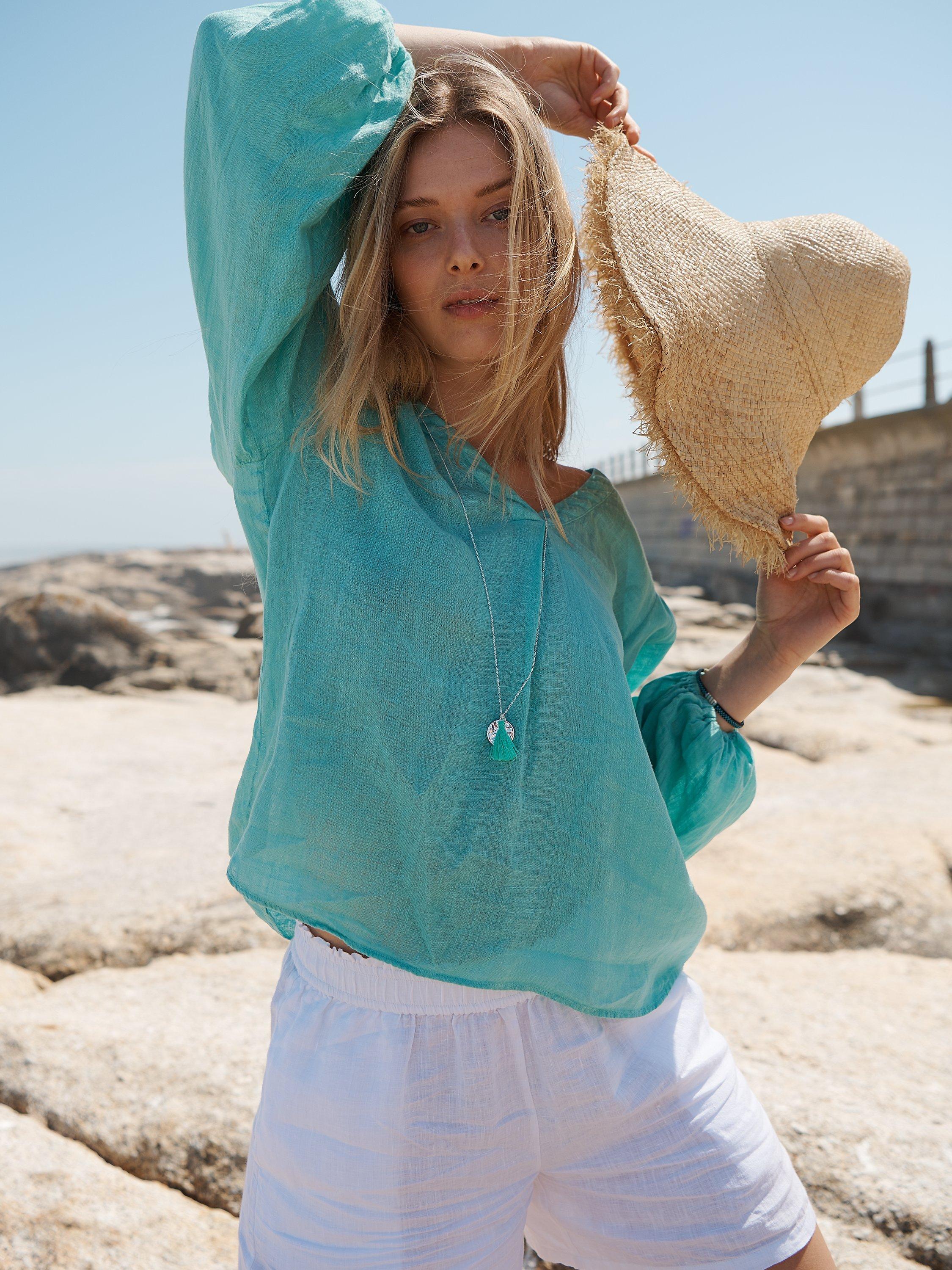 NRBY Marnie Gauze Linen V-Neck Top