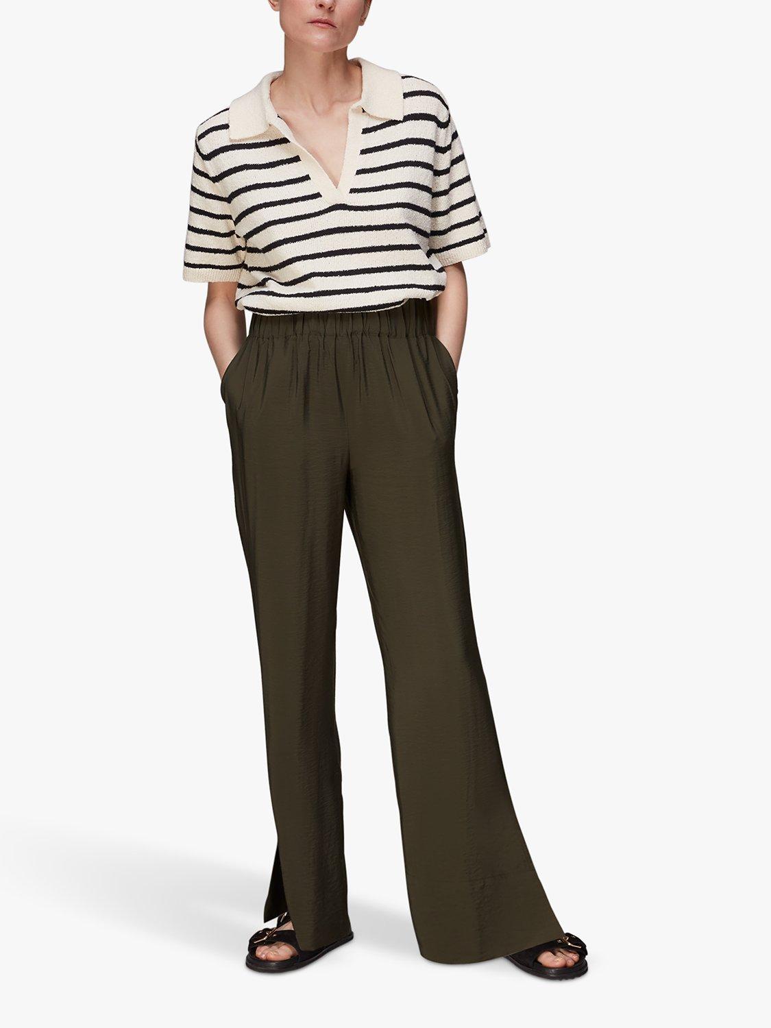 Whistles Nicola Elasticated Trousers, Khaki