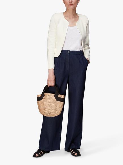 Whistles Collarless Jersey Jacket, Ivory, Ivory