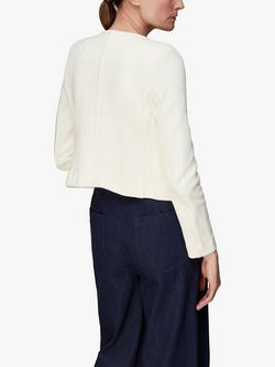 Whistles Collarless Jersey Jacket, Ivory - view 2, Ivory