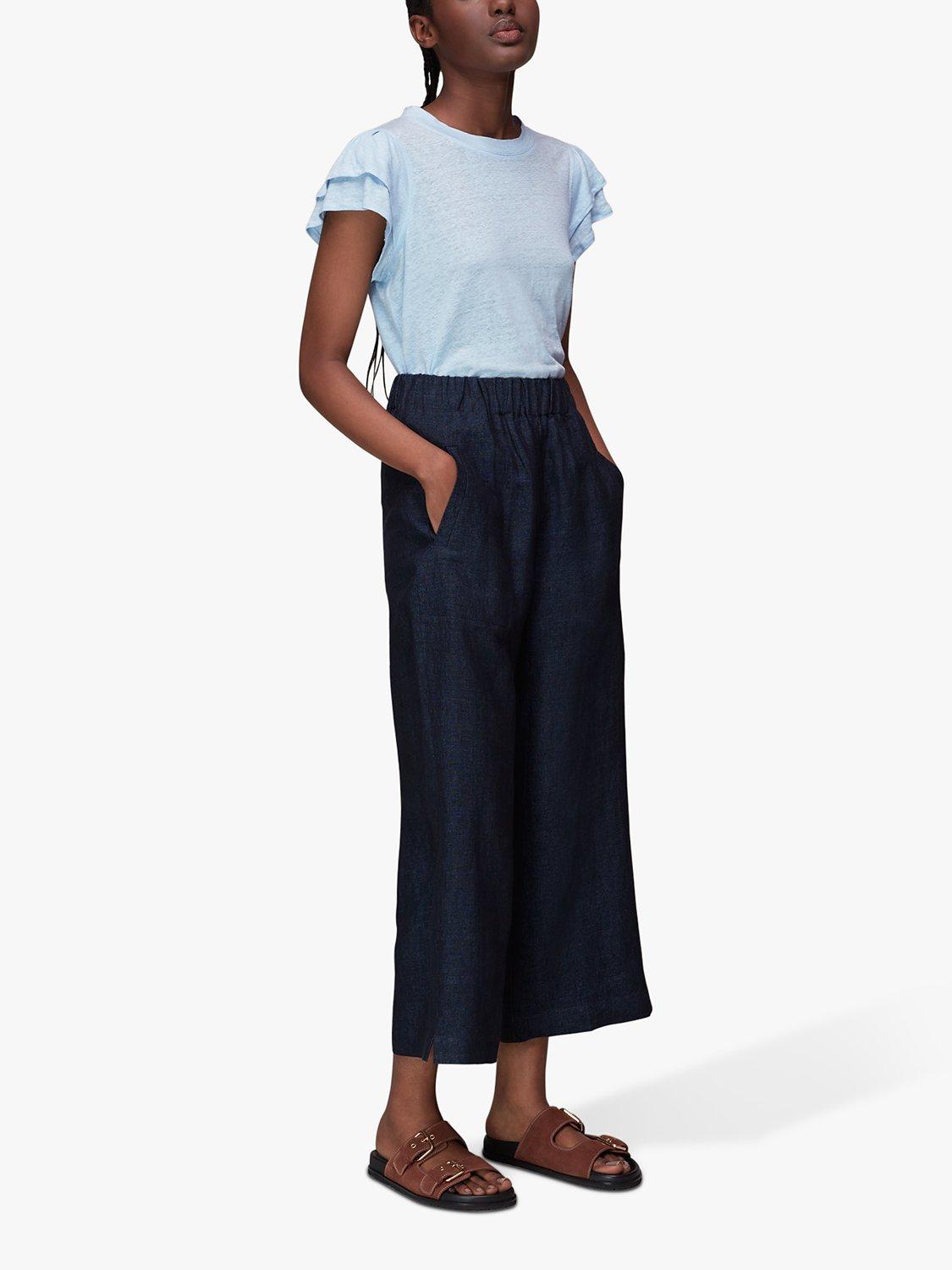 Whistles Laura Linen Frill Sleeve Top