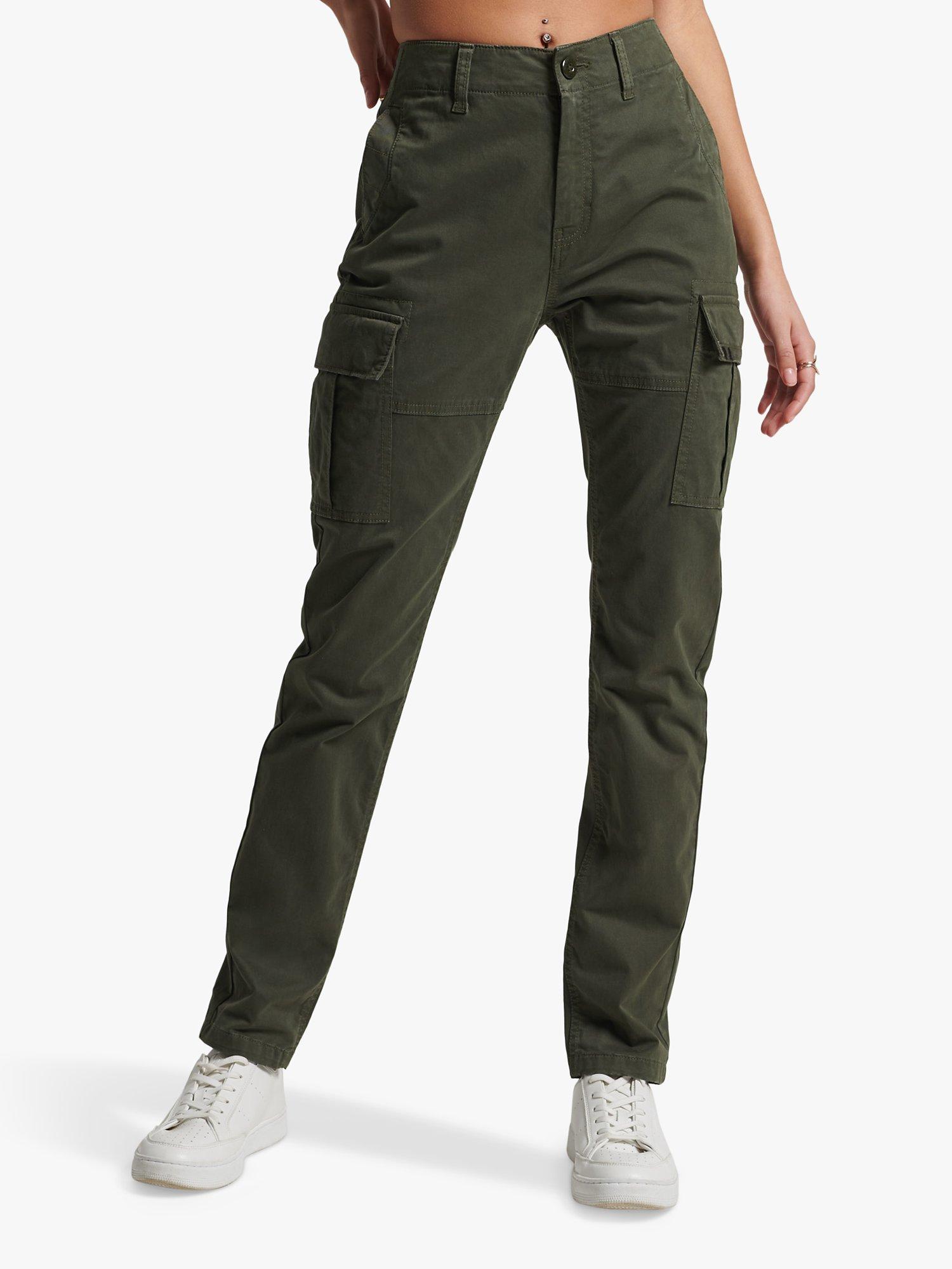 Superdry Slim Organic Cotton Blend Cargo Trousers, Surplus Goods Olive