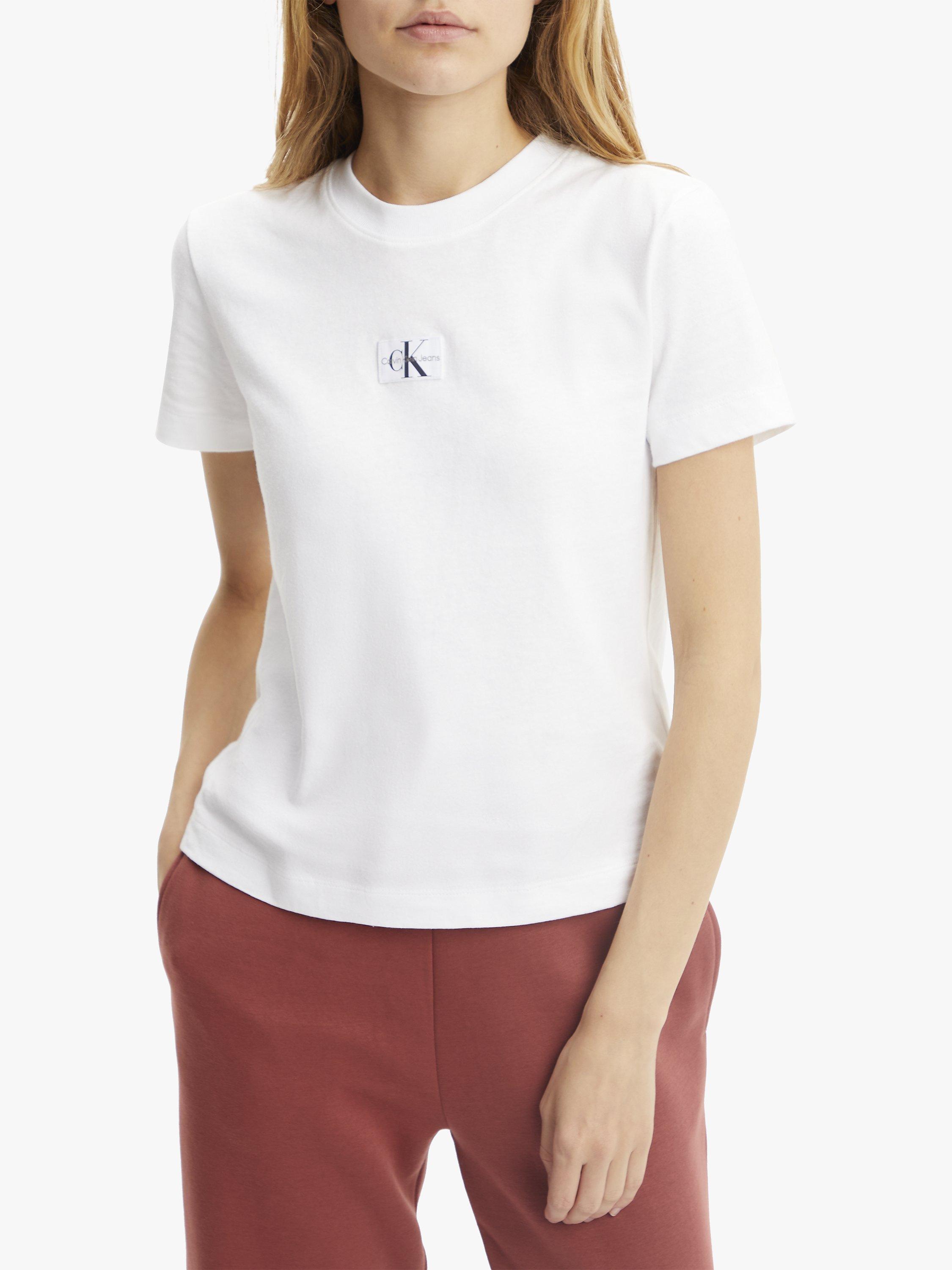 Product image 1 of 3, which shows Calvin Klein Jeans Badge Logo T-Shirt, Bright White, S