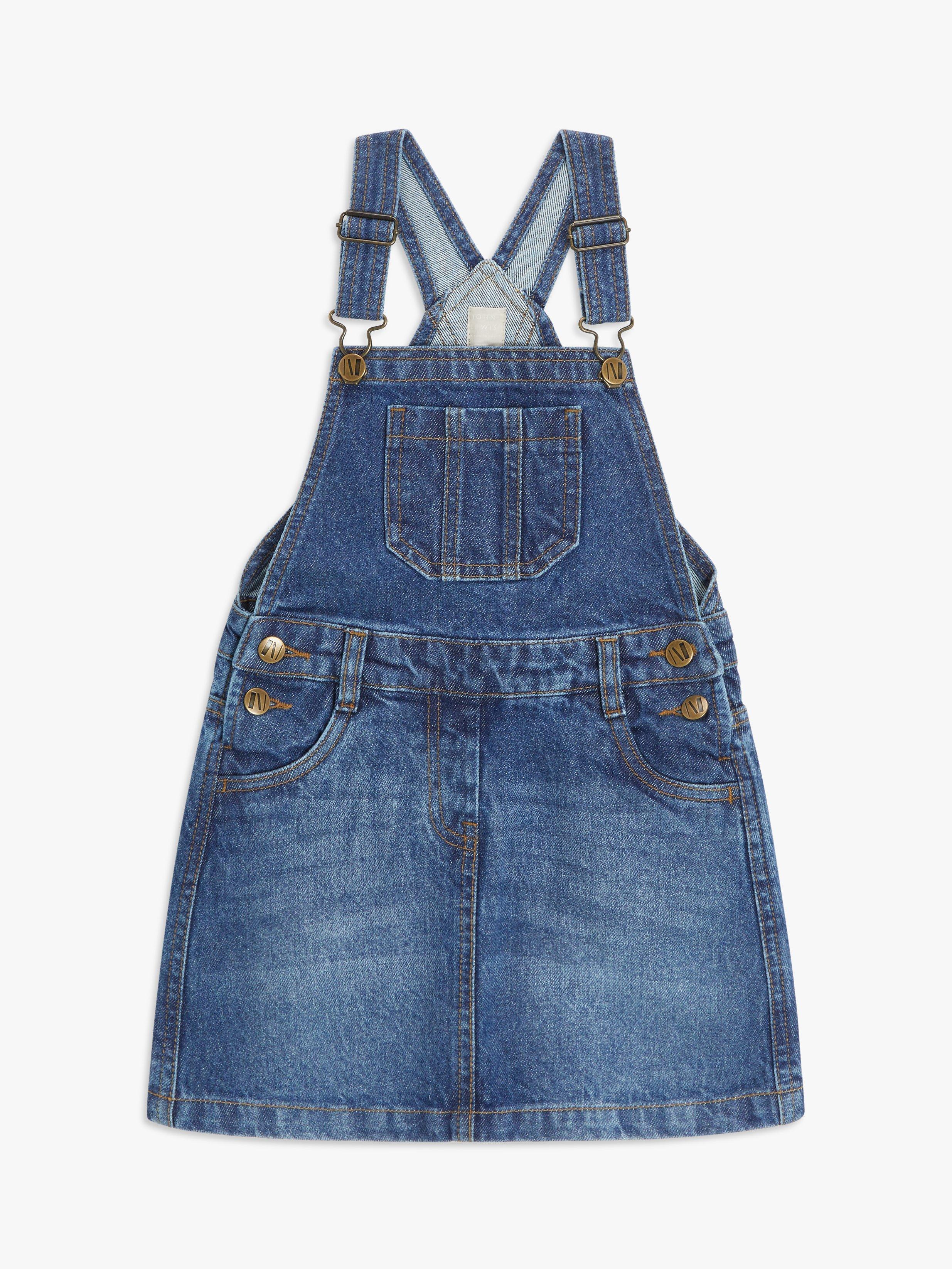 John Lewis Bib Brace Denim Pinafore Dress Mid Wash