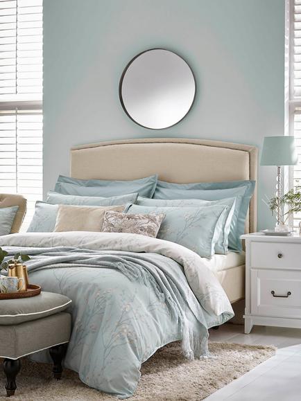 Laura Ashley Pussy Willow 200 Thread Count Duvet Cover Set, Duck Egg