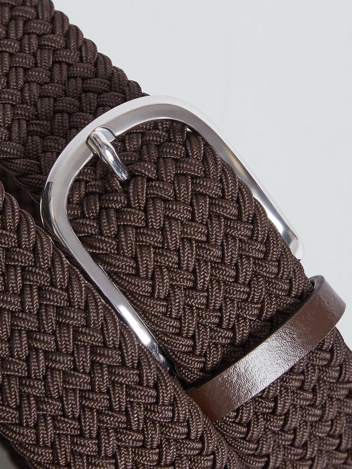 Product image 3 of 5, which shows Reiss Elmont Woven Belt, Dark Brown, 28R