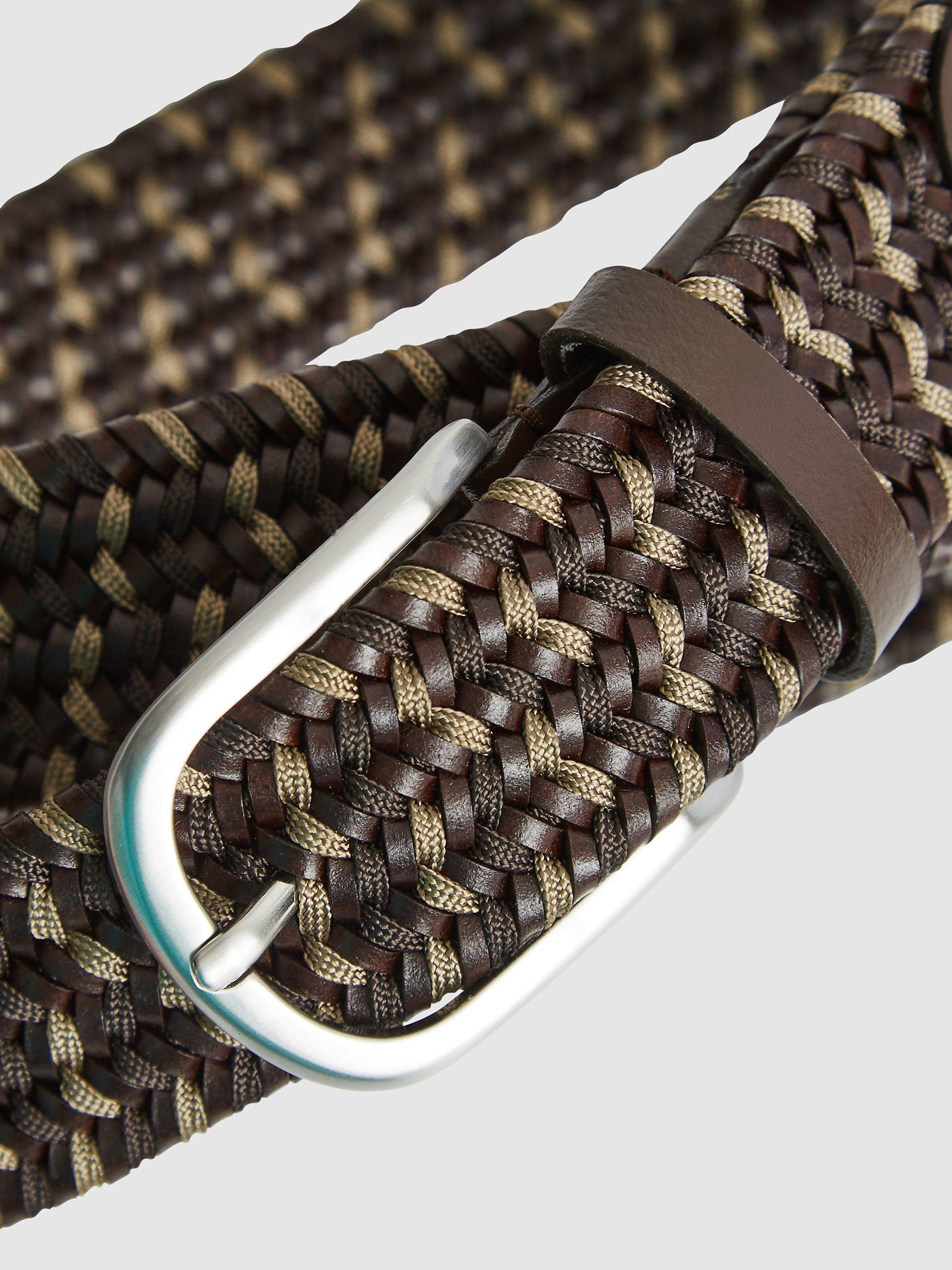 Product image 5 of 5, which shows Reiss Elmont Woven Belt, Dark Brown, 28R