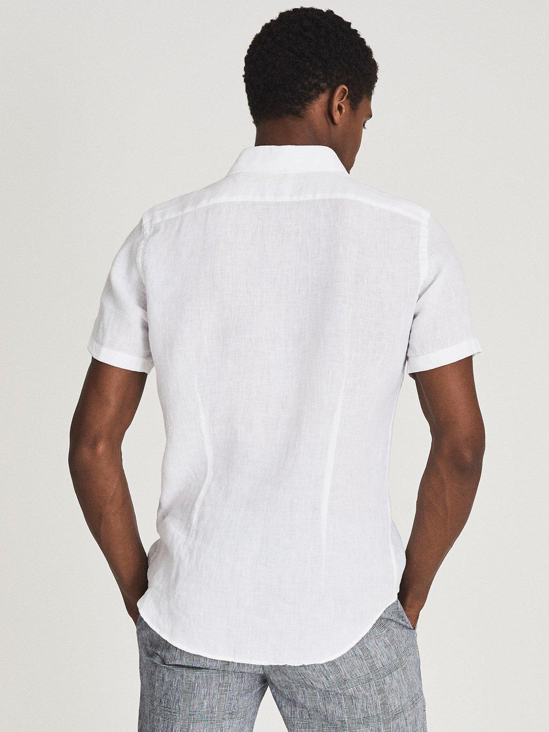 Product image 2 of 5, which shows Reiss Holiday Linen Slim Fit Shirt, White, XS