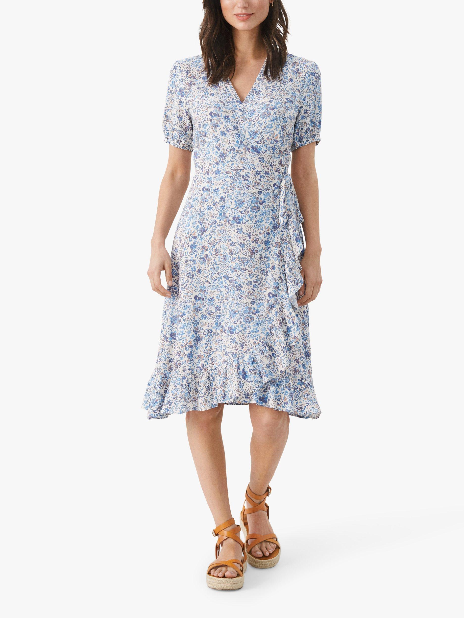 Part Two Claire Floral Wrap Dress, Blue, 8