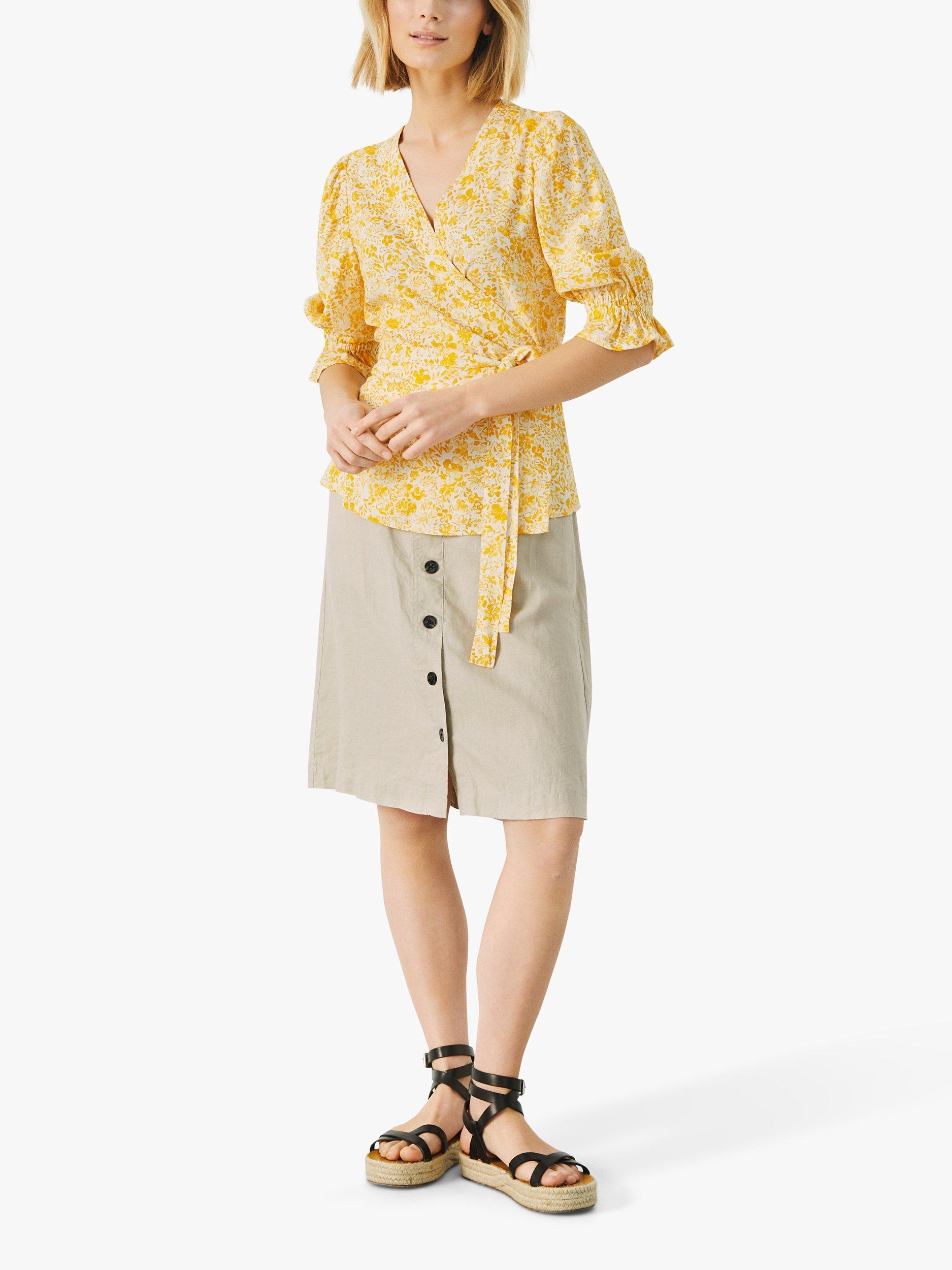 Part Two Phea Floral Print Wrap Blouse, Yellow