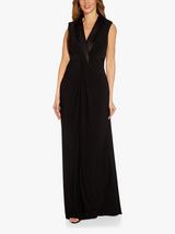Adrianna Papell Chiffon Crepe Bardot Maxi Dress, Midnight