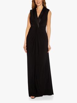 Adrianna Papell Jersey Tuxedo Maxi Dress, Black, Black
