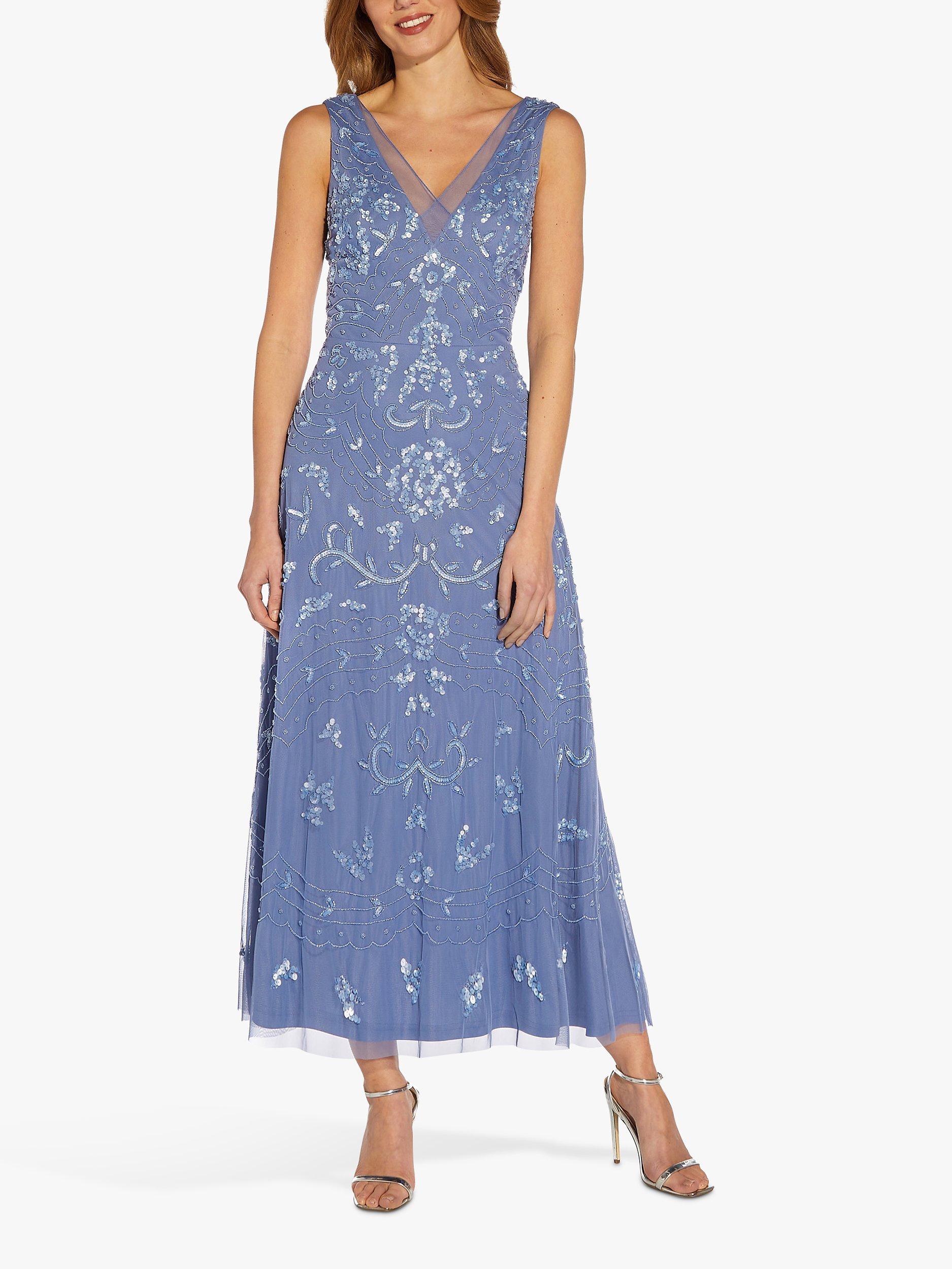 Adrianna Papell Beaded Maxi Dress French Blue