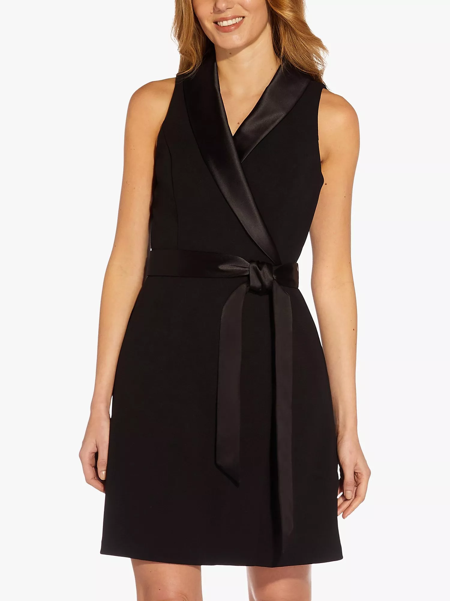 Adrianna Papell Crepe Tuxedo Dress Black